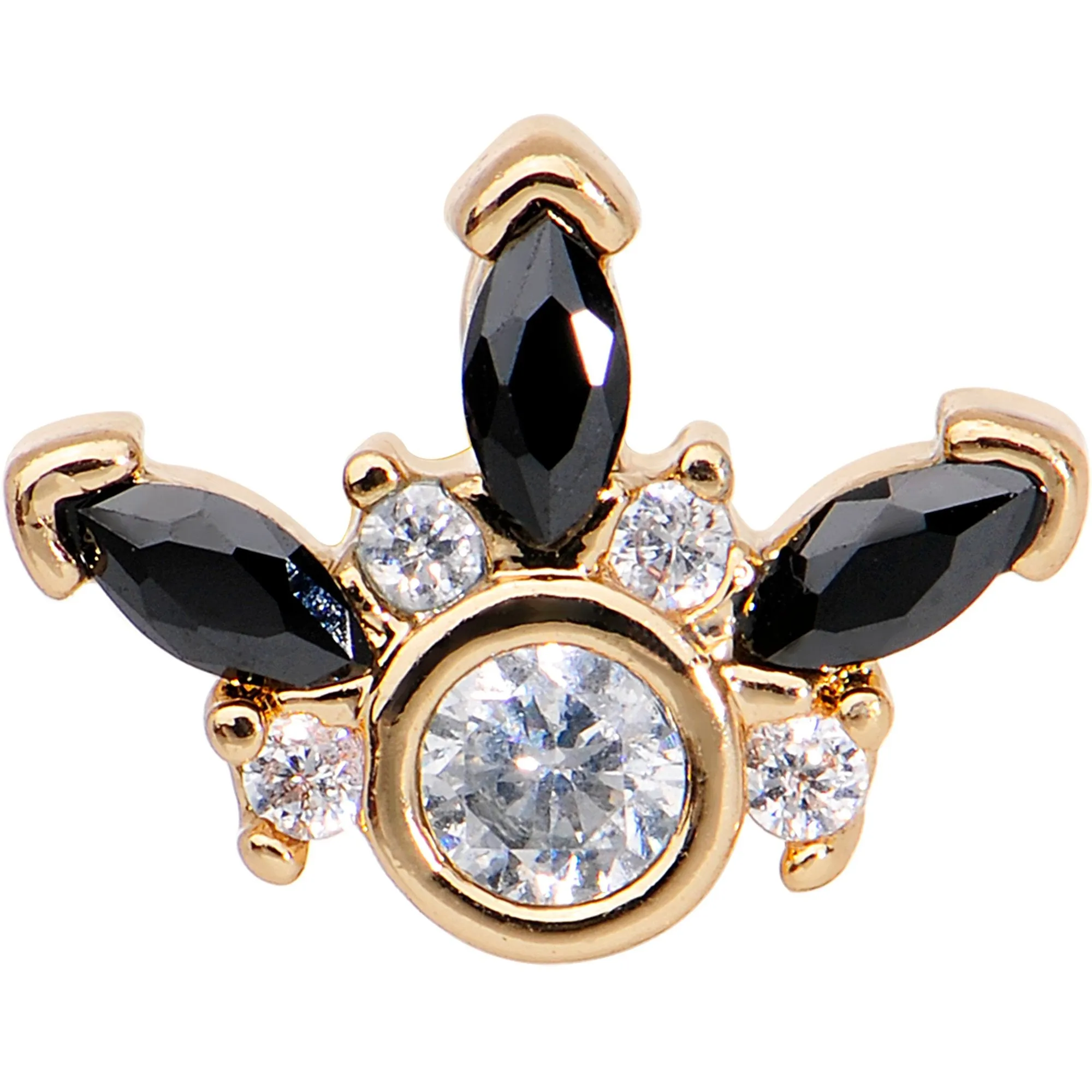 1/4 Clear Black CZ Gem Gold Tone Anodized Cartilage Tragus Earring