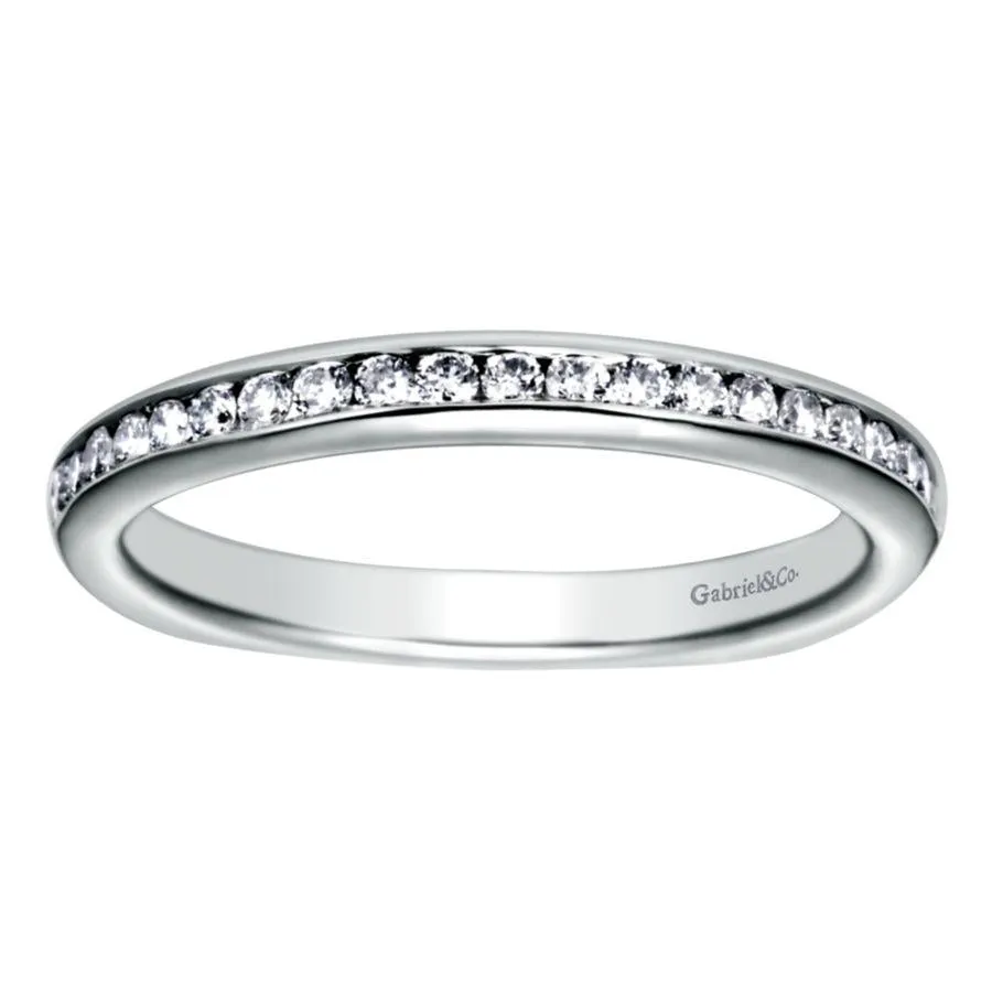 14K White Gold Channel Set Diamond Band