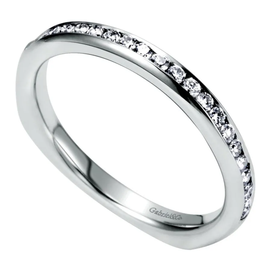 14K White Gold Channel Set Diamond Band