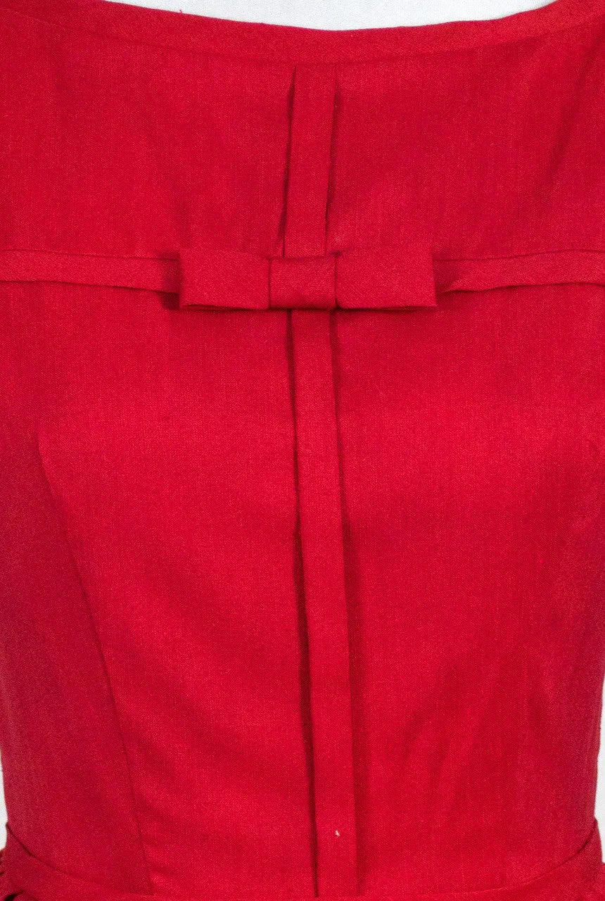 1950s I Magnin Vintage Girl's Red Party Dress