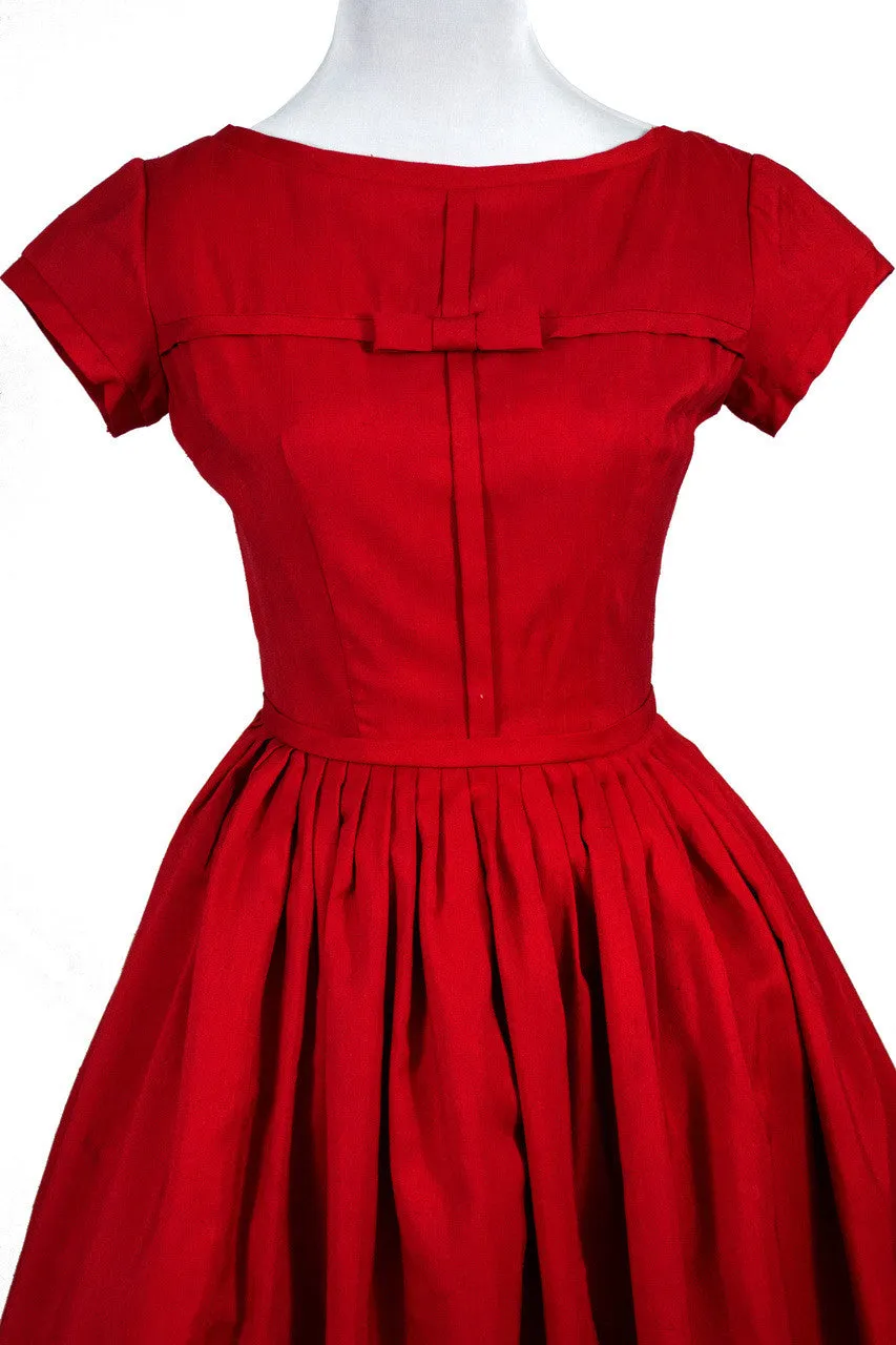 1950s I Magnin Vintage Girl's Red Party Dress