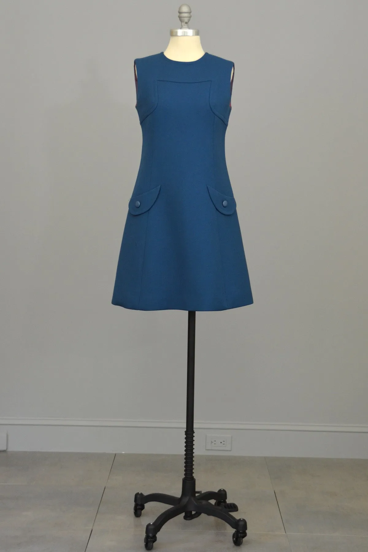 1960s A-Line Mod Blue Vintage Mini Dress