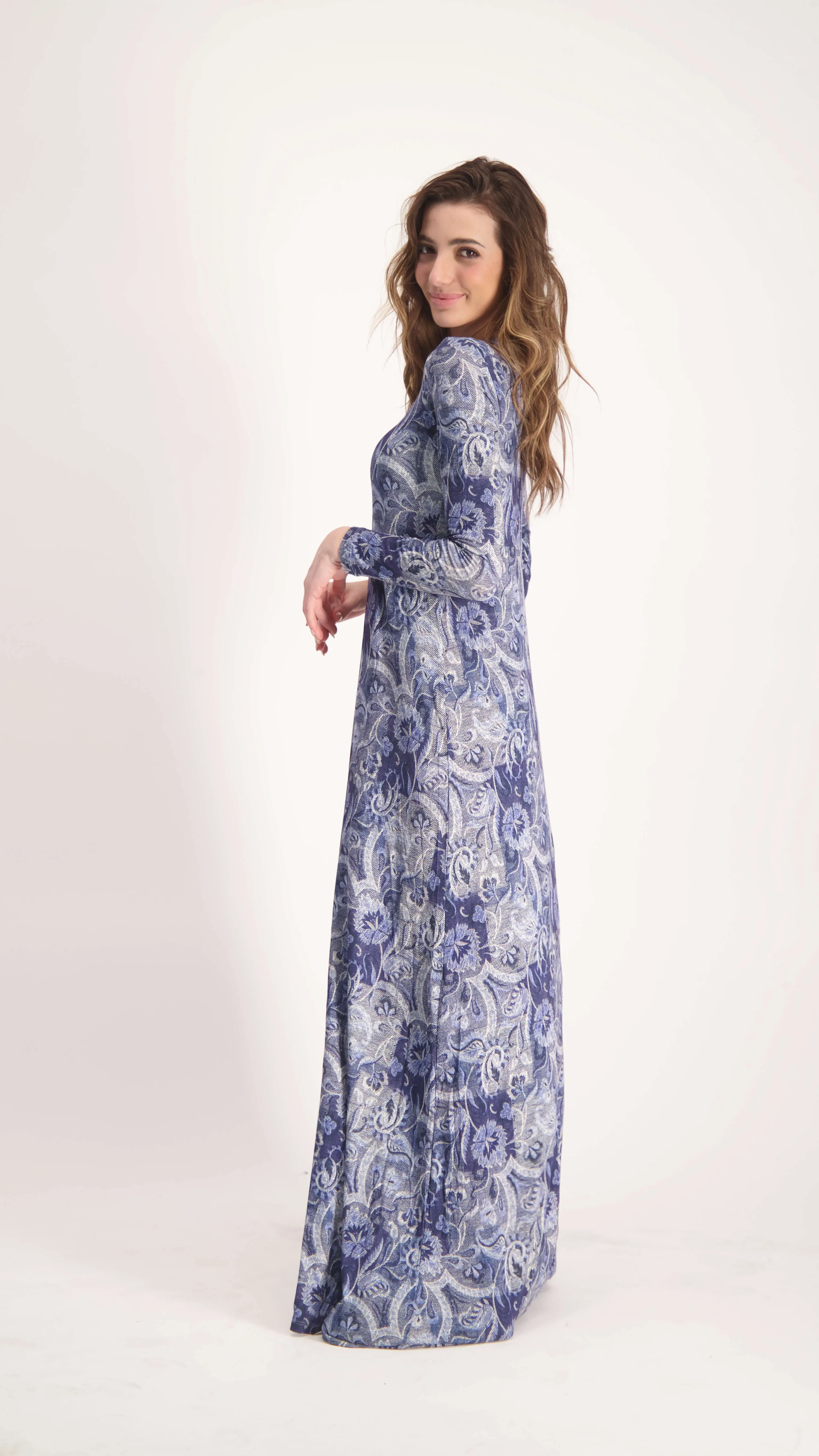 A-line Maxi Dress / Jeans Flowers