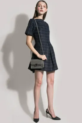 A-Line Short Sleeve Boat Neck Dress