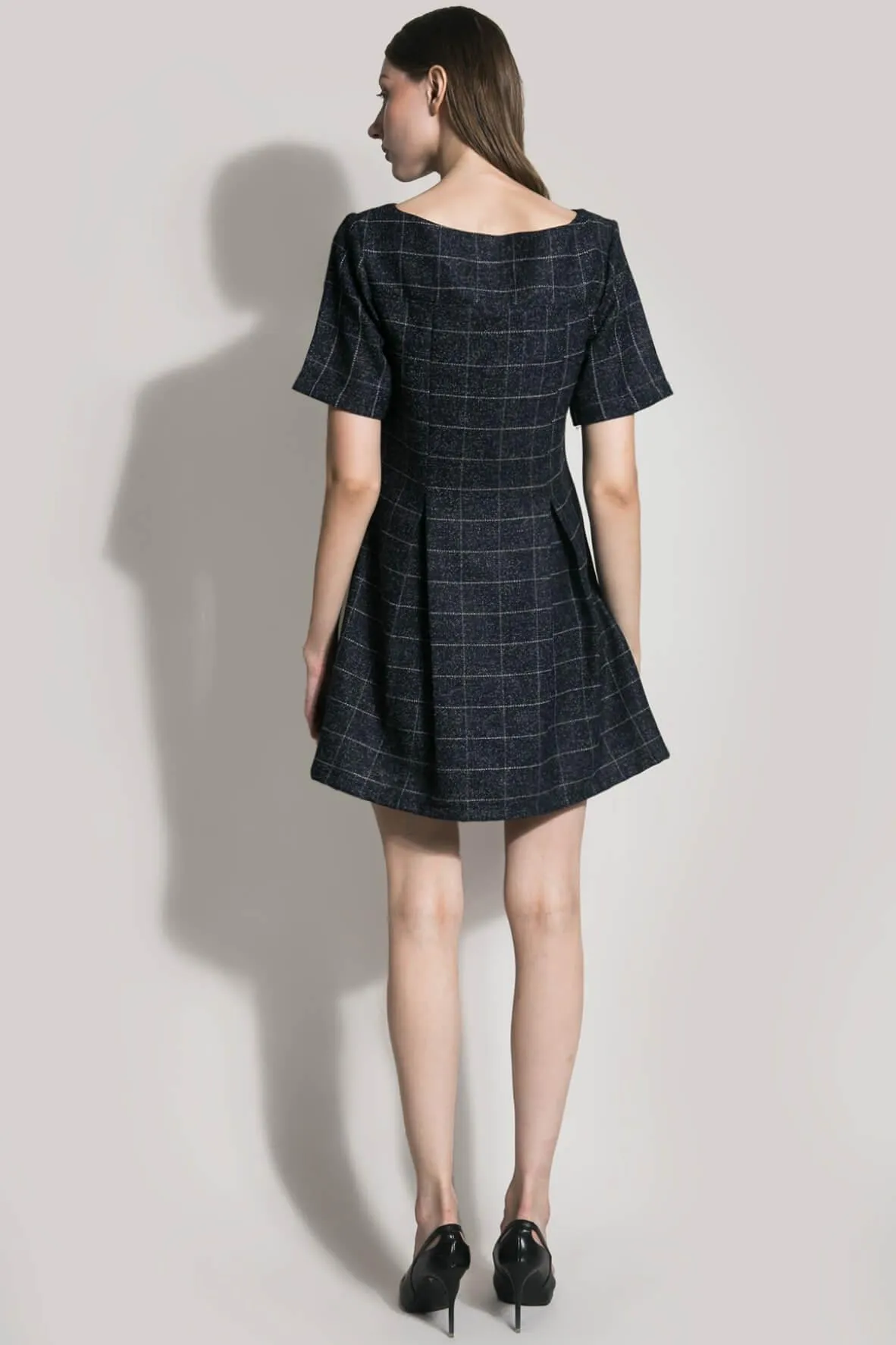 A-Line Short Sleeve Boat Neck Dress