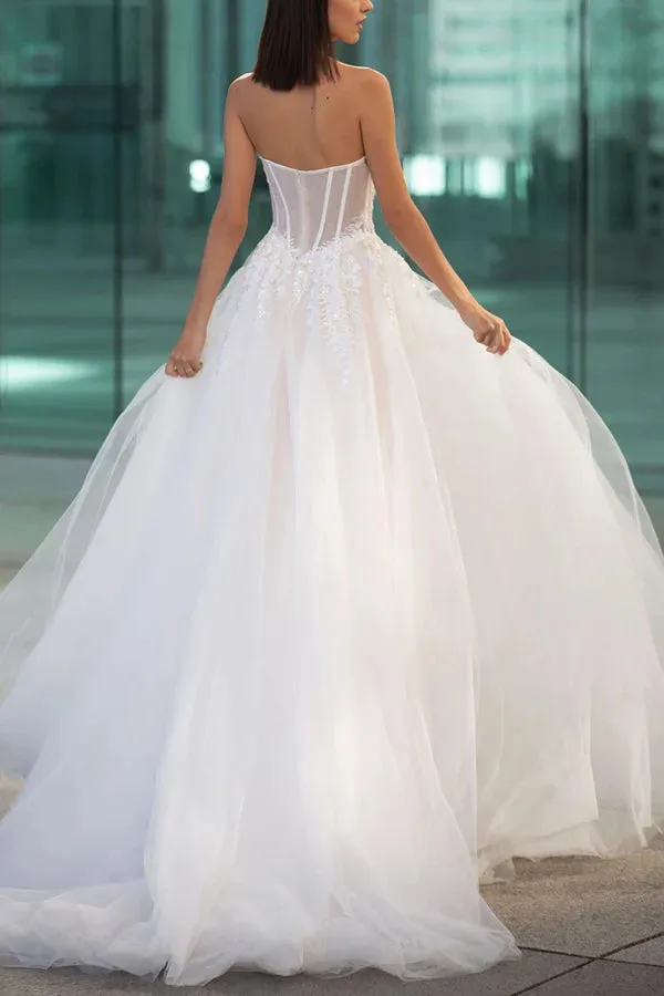 A Line Sweetheart Ball Sticker Countryside Style Wedding Dress