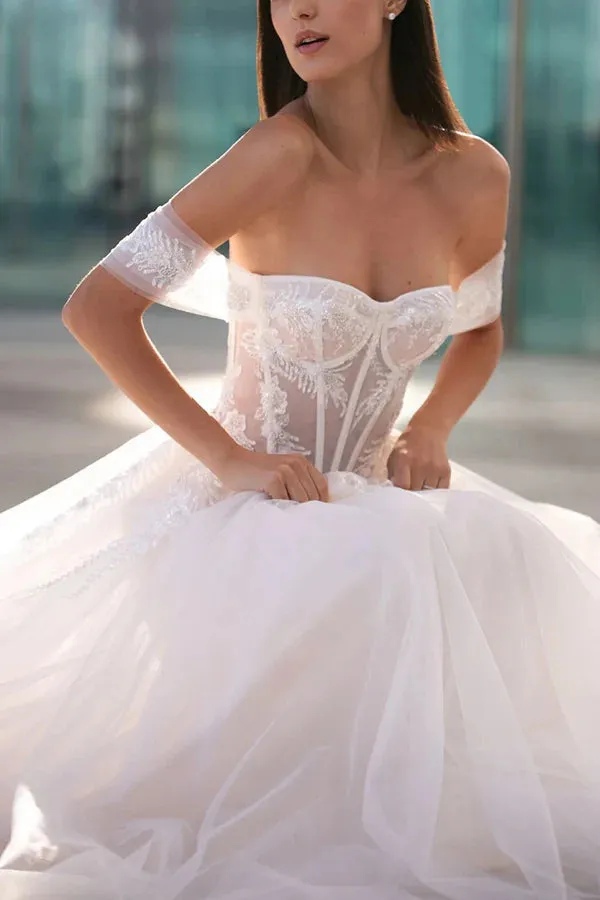 A Line Sweetheart Ball Sticker Countryside Style Wedding Dress