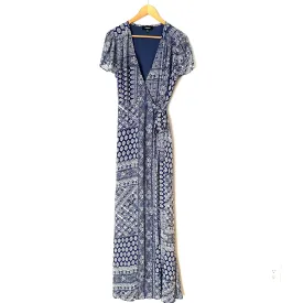 Aakaa Blue Wrap Maxi Dress- Size L