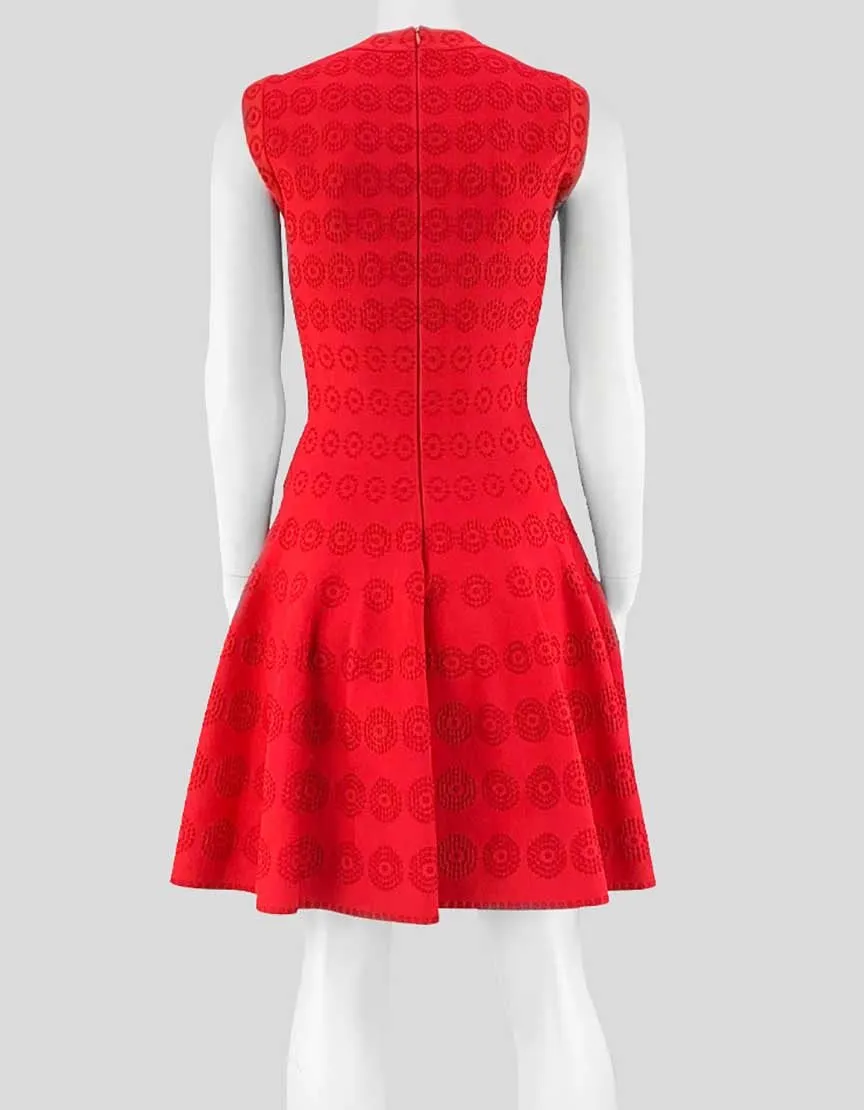 Alaia Red Sleeveless Scoop Neck A Line Mini Dress Size 40Fr 8US