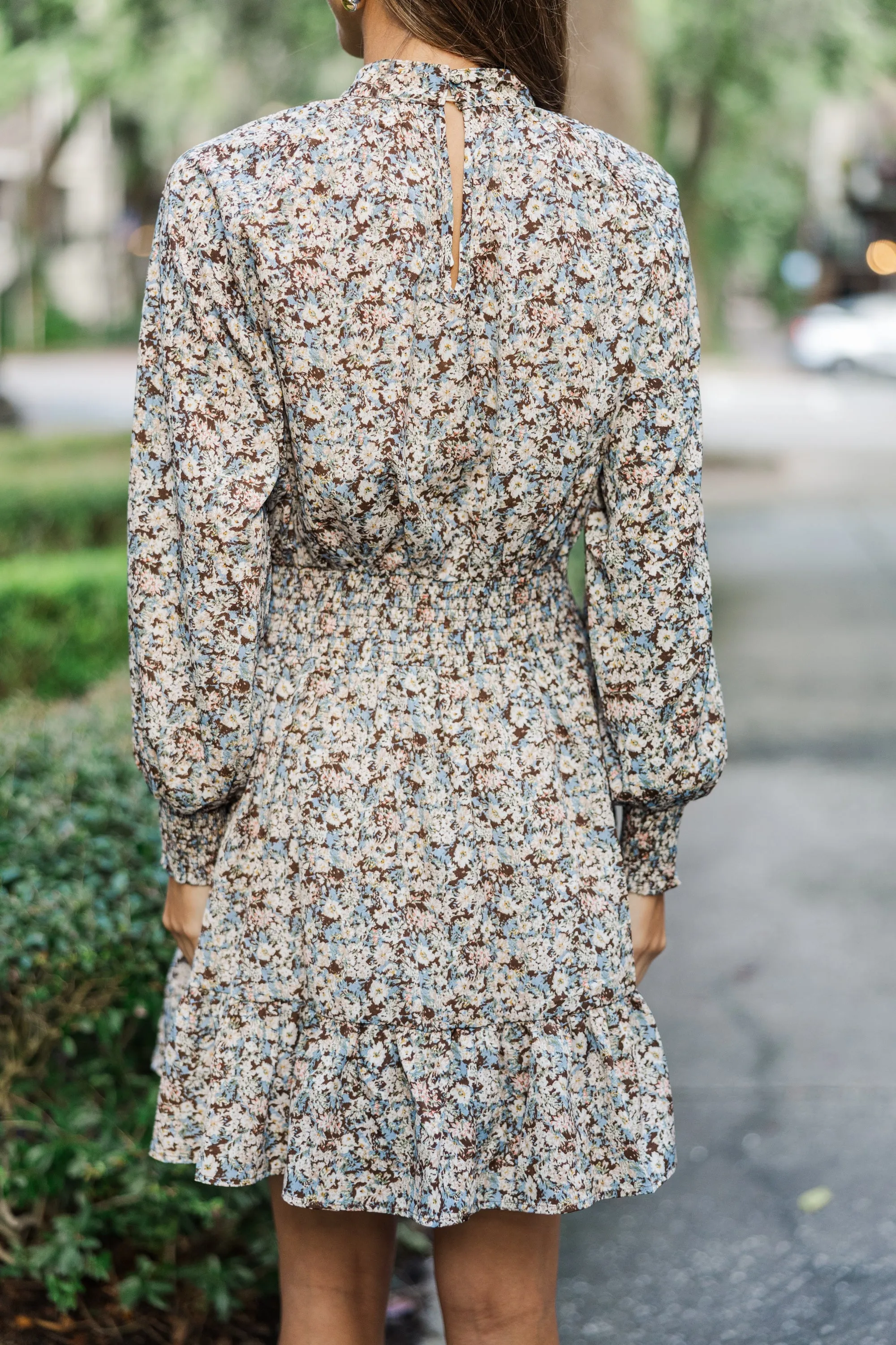 All I Ask Blue Floral Smocked Dress