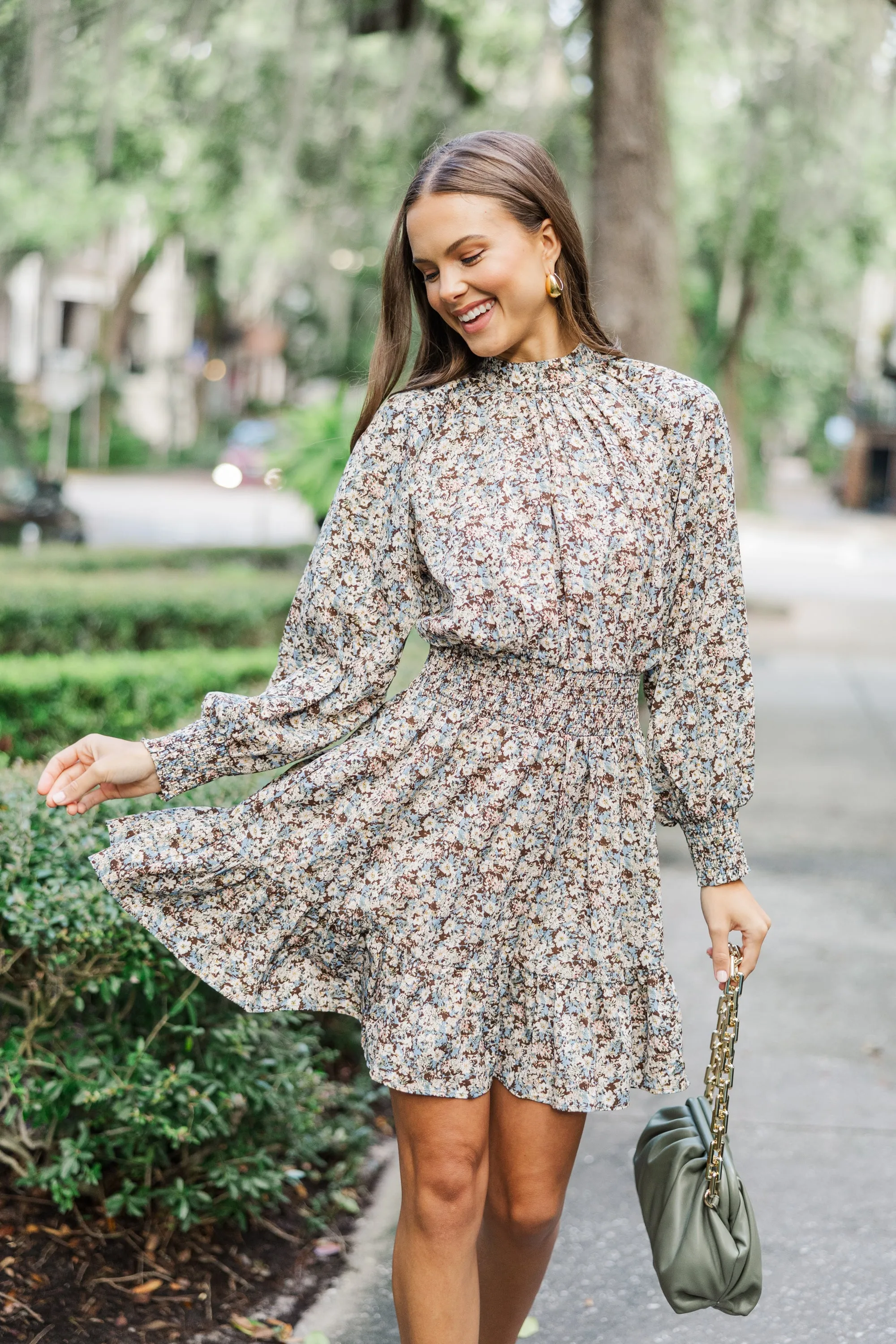 All I Ask Blue Floral Smocked Dress