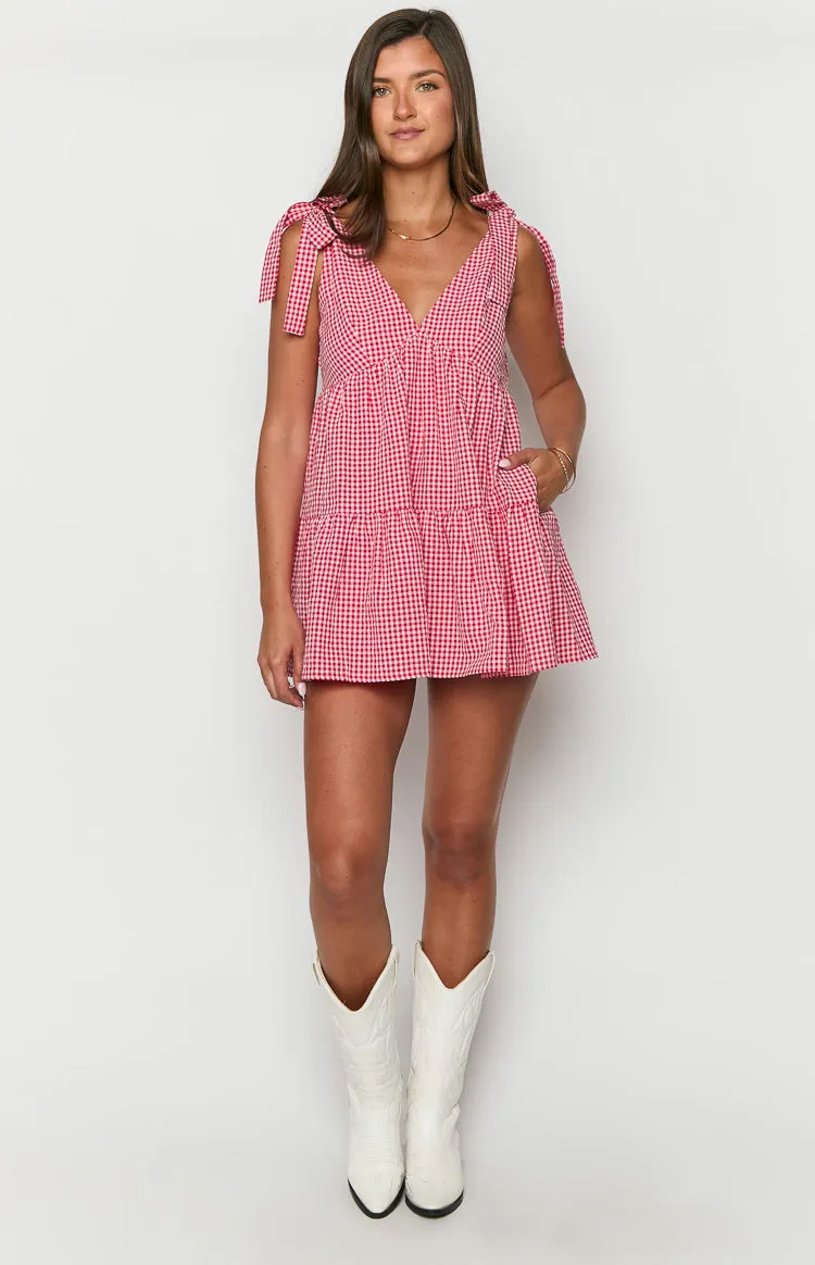 Angel Girl Red Gingham Mini Dress