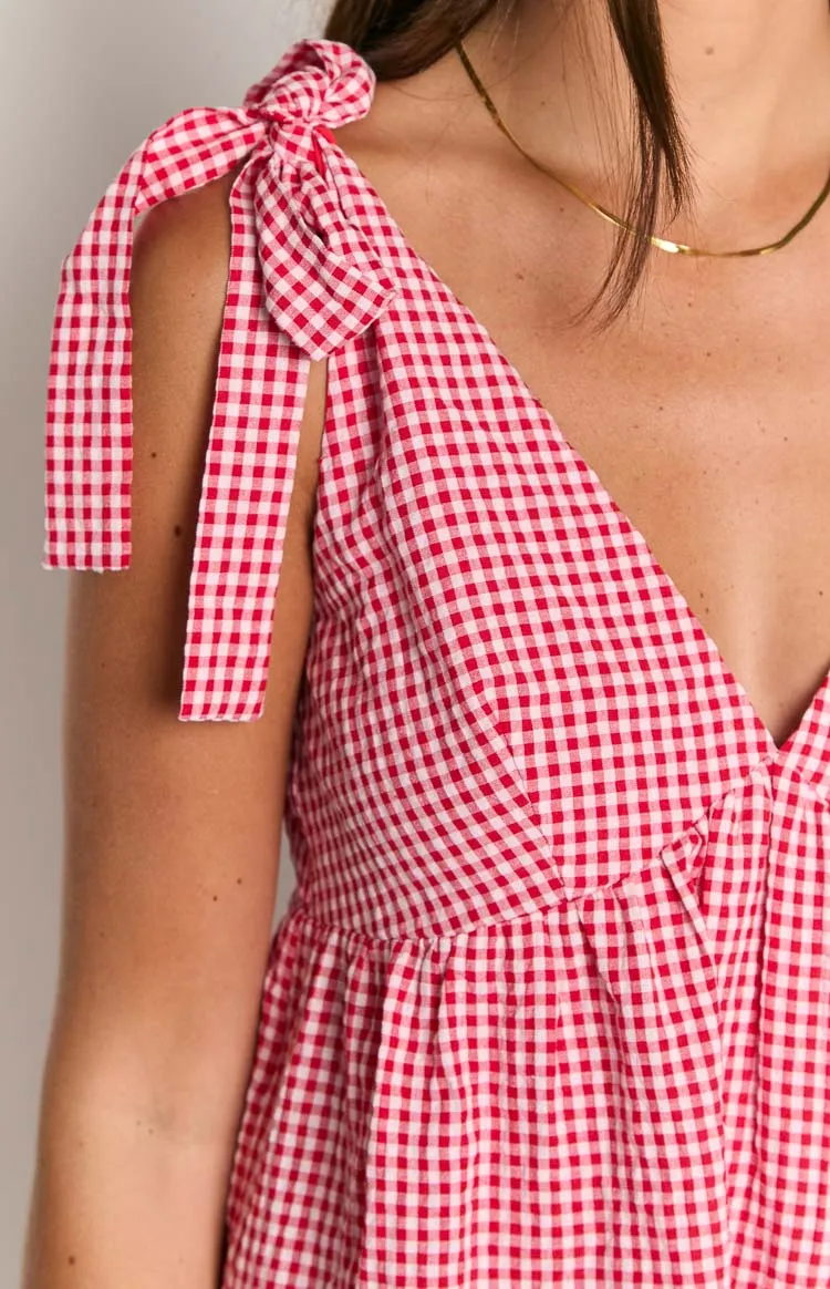 Angel Girl Red Gingham Mini Dress