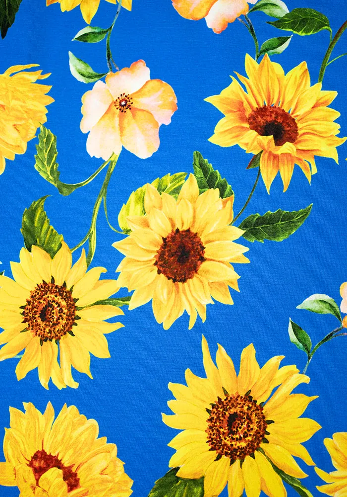 Azzurra Blue Sunflower Print Cotton Dress