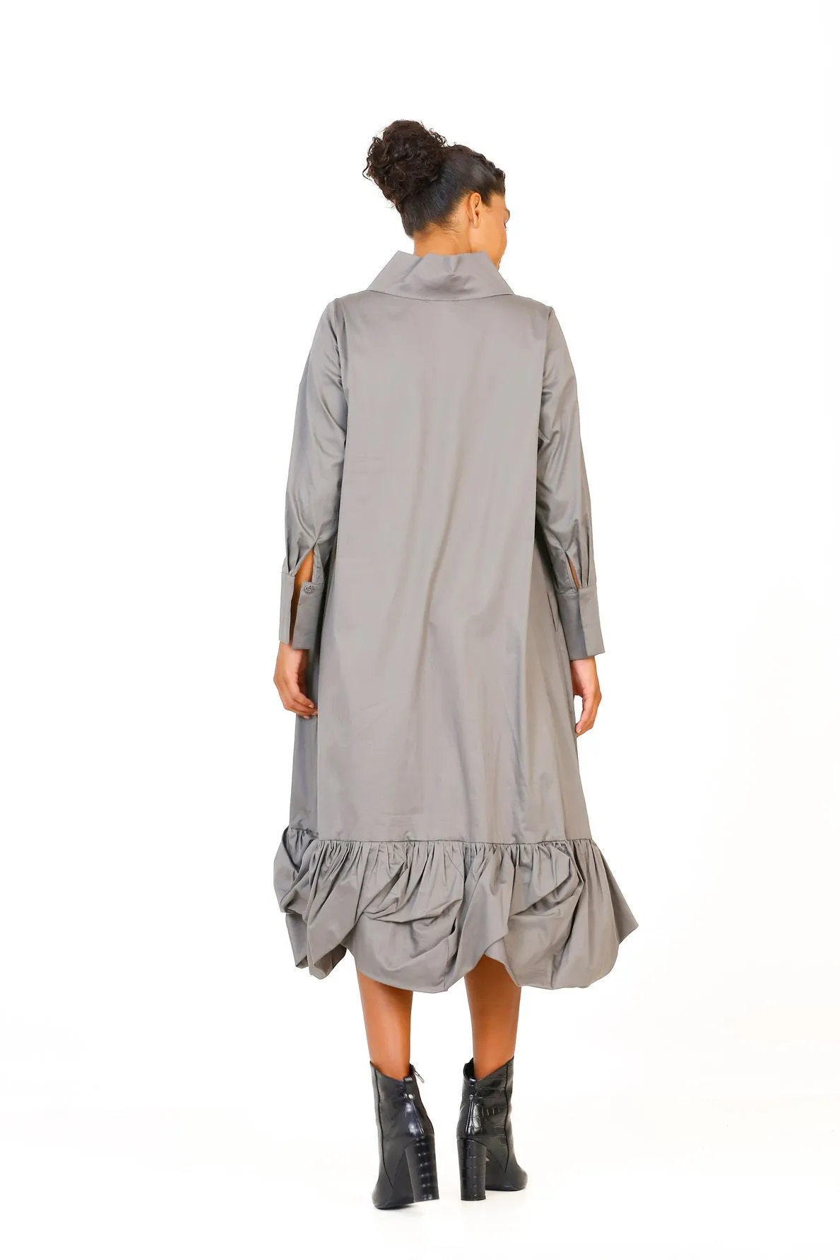 Balloon Hem Dress - Gray