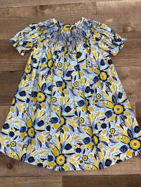 Banana Split Flower Burst Smocked Geo Bishop Dress