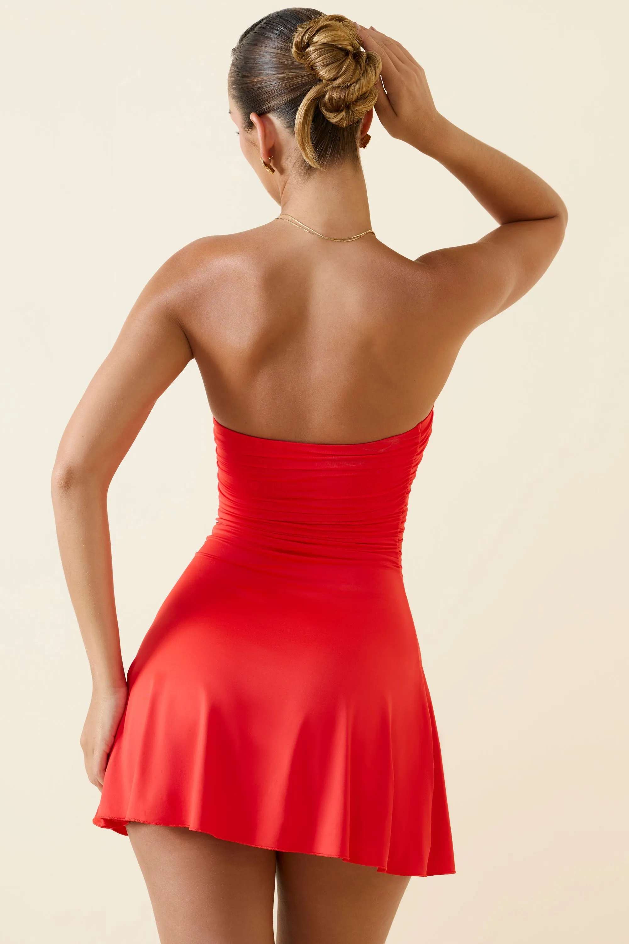 Scarlet Ruched Bandeau A-Line Mini Dress