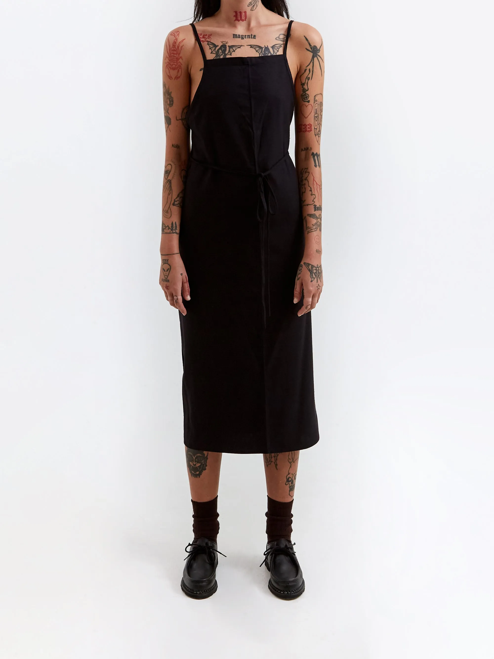 Baserange Wild Silk Yumi Apron Dress - Black