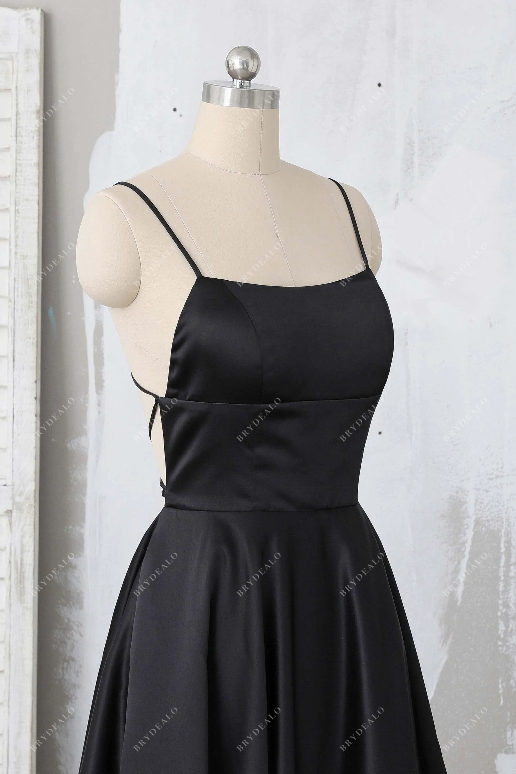 Black Criss Cross Back A-line Bridesmaid Dress