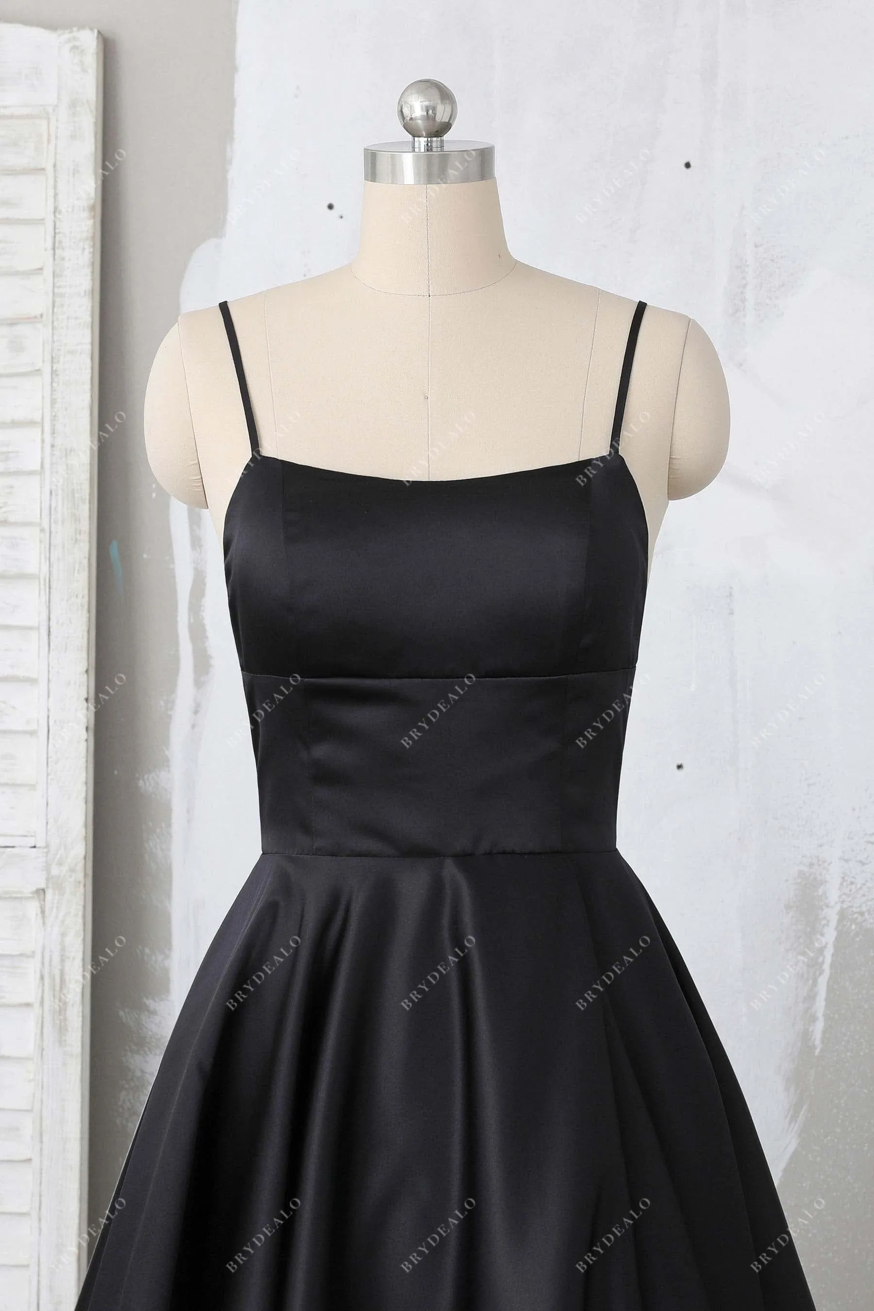 Black Criss Cross Back A-line Bridesmaid Dress