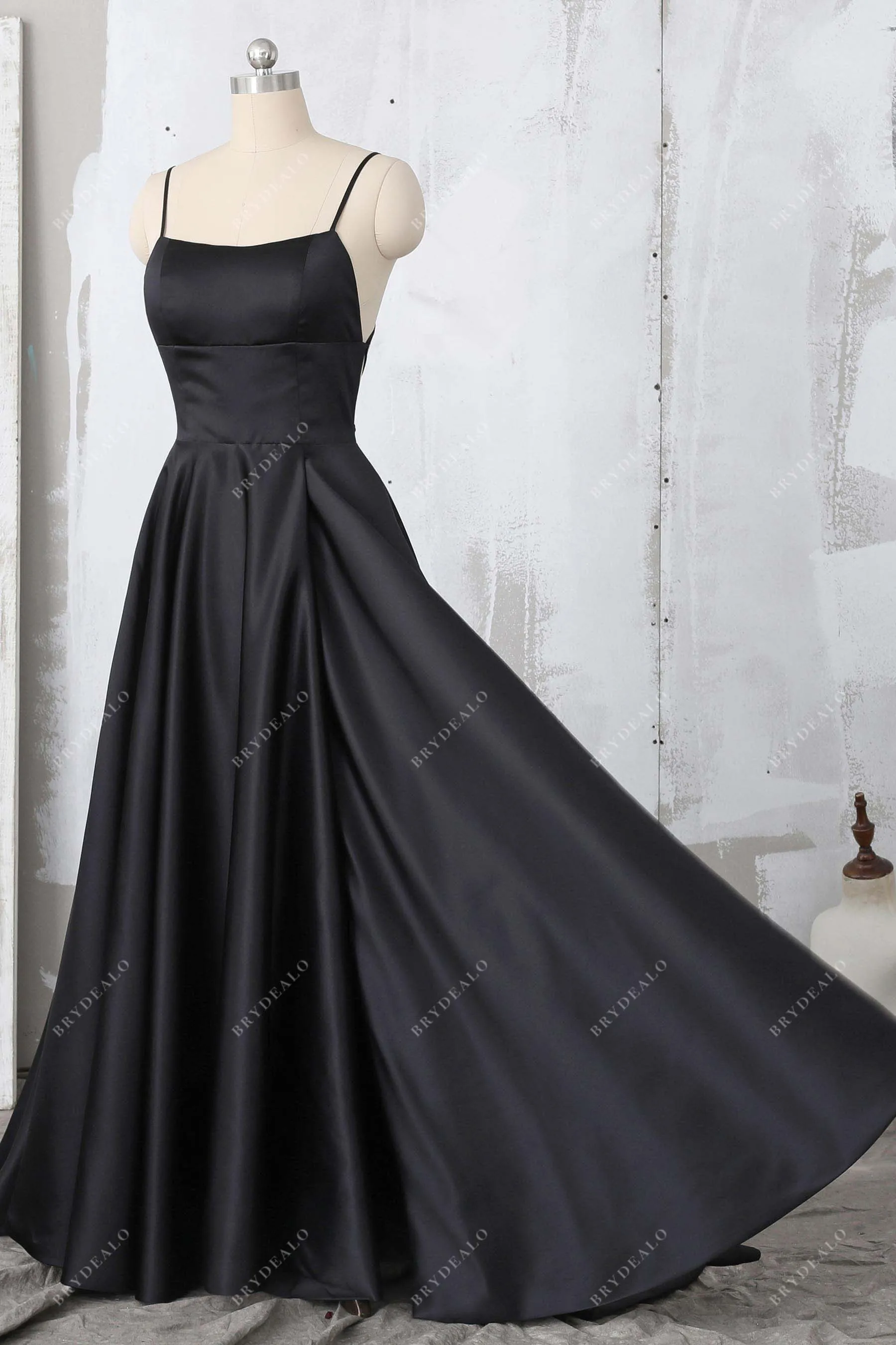 Black Criss Cross Back A-line Bridesmaid Dress