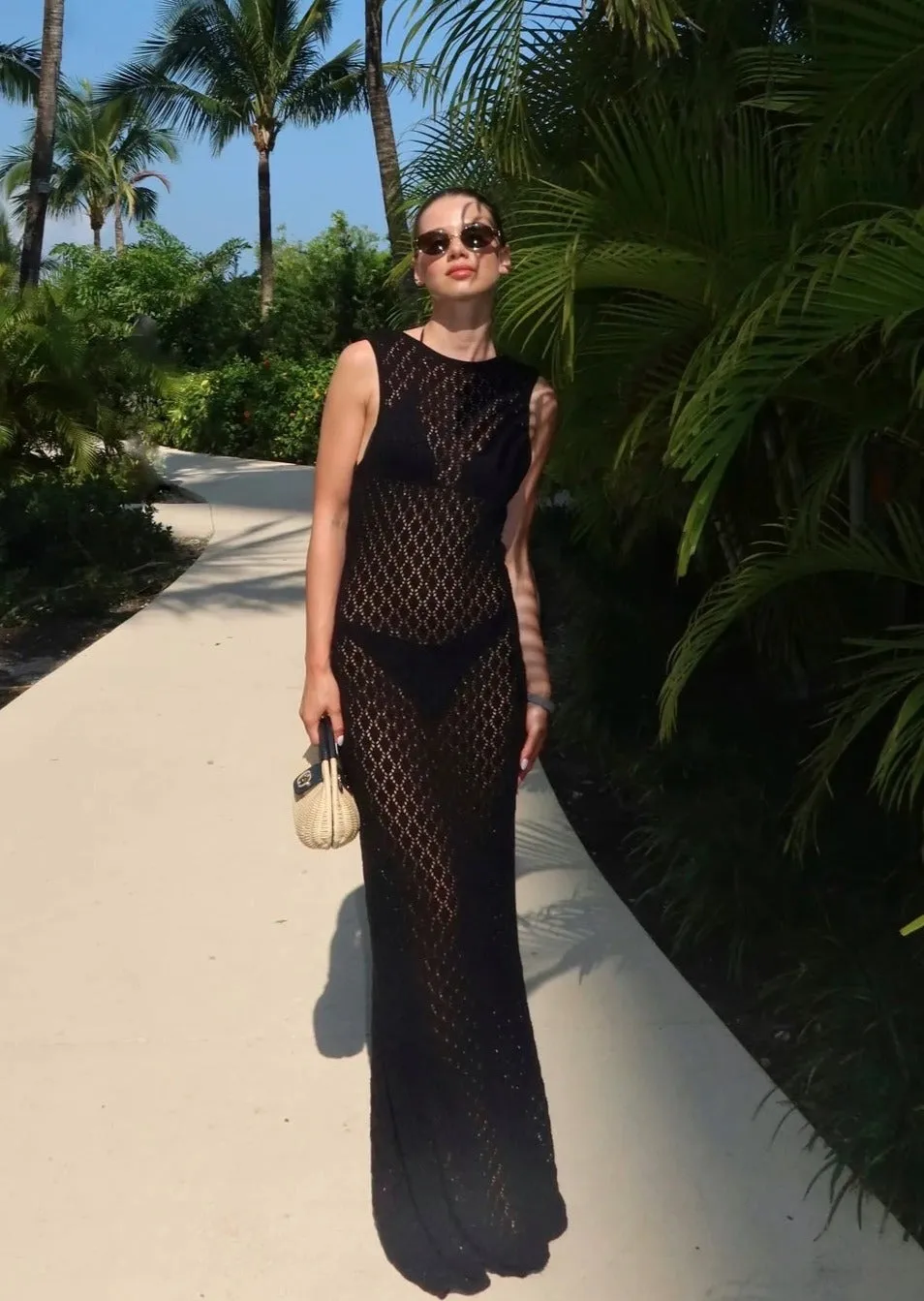 Black Maxi Crochet Dress Abaco