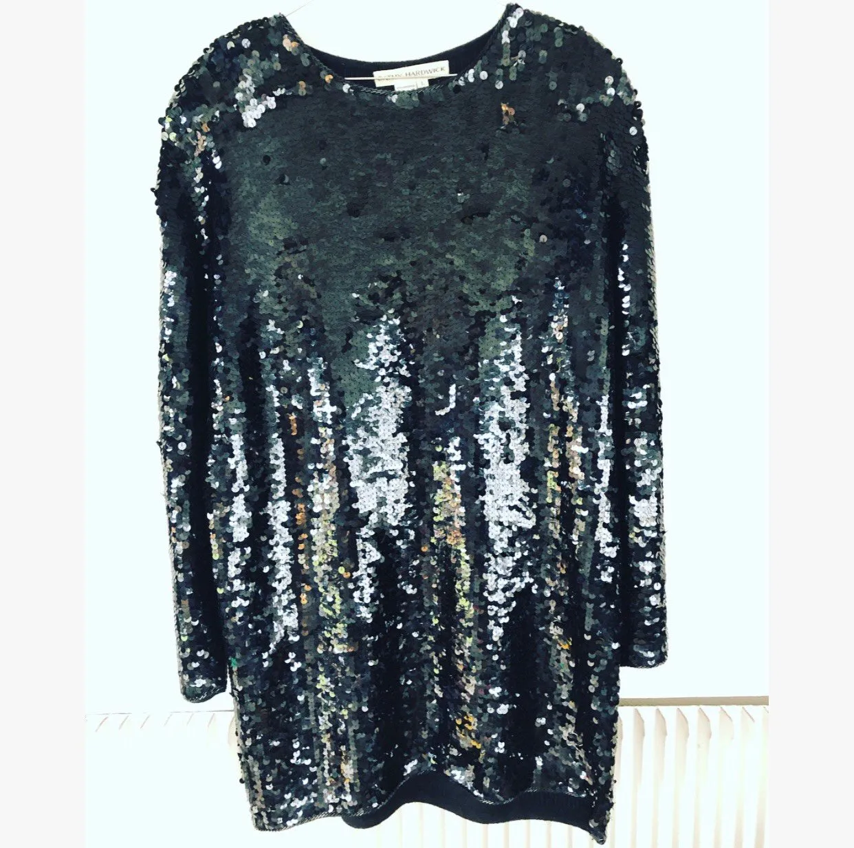 Black Sequins Mini Dress Oversize