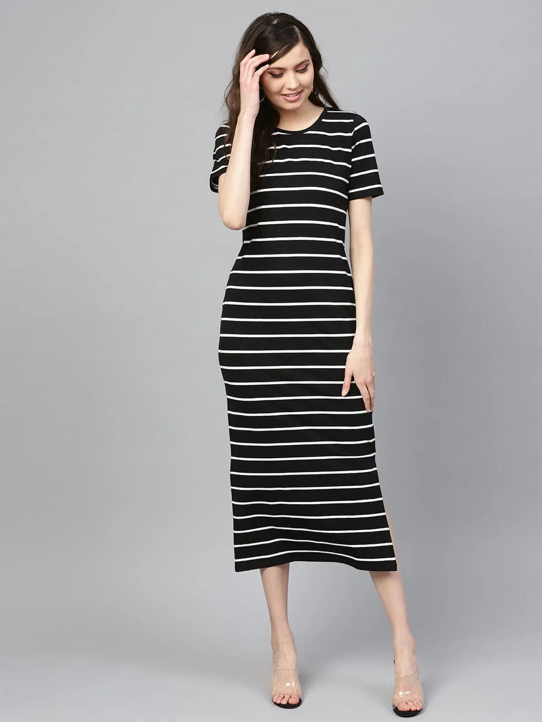 Black White Stripe Maxi