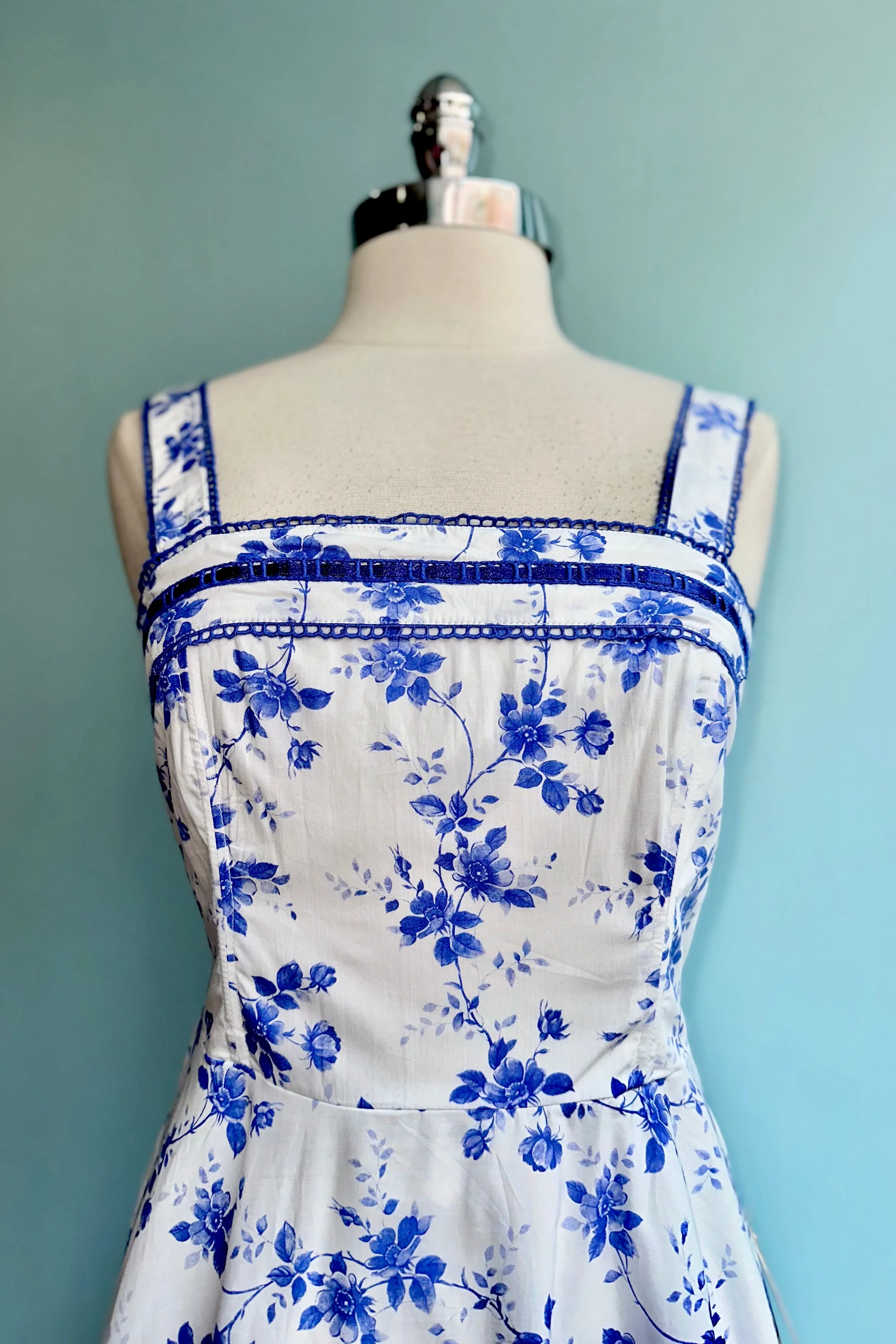 Blue Floral Ivy Midi Tank Dress by Timeless London