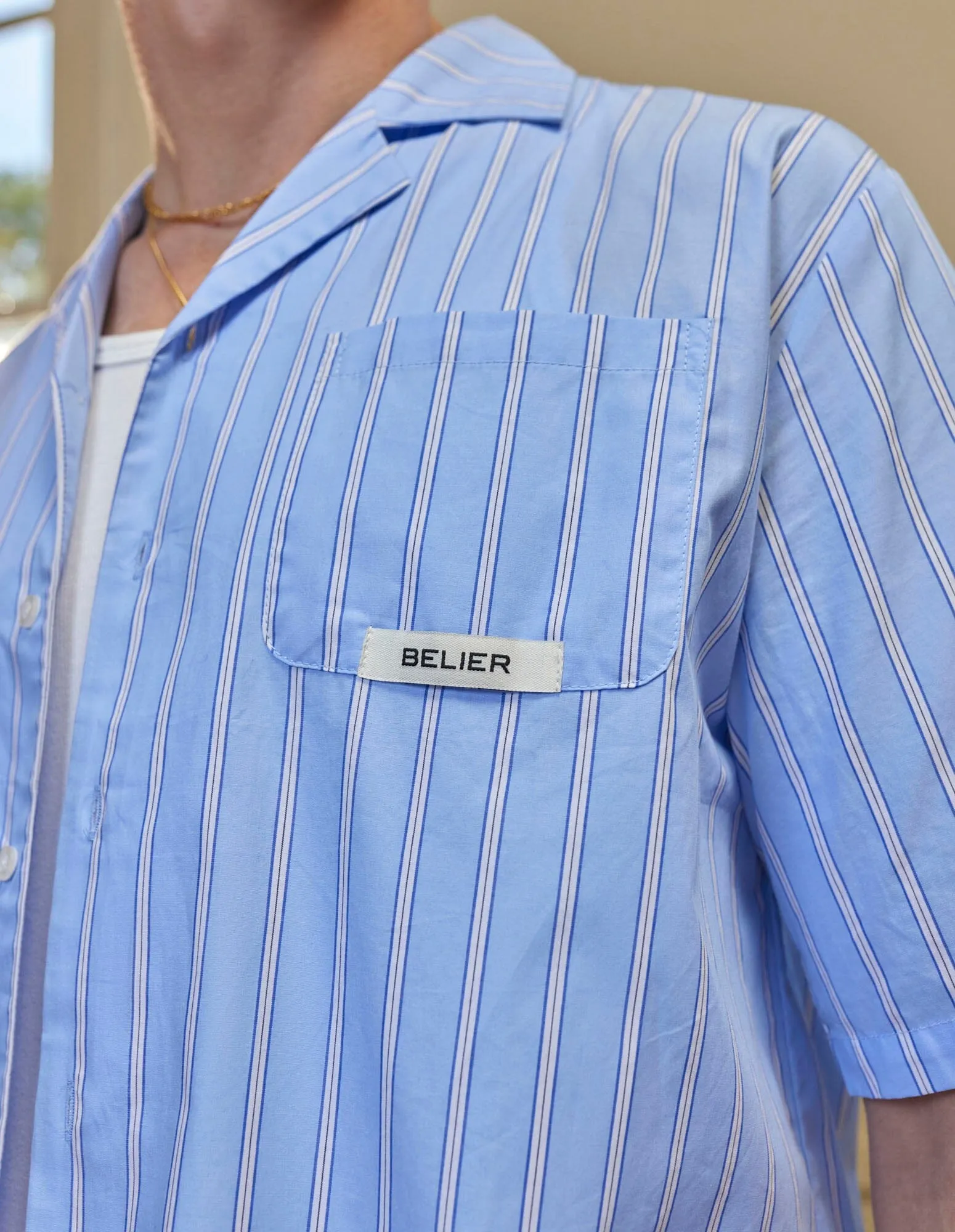 Blue S/S Striped Shirt