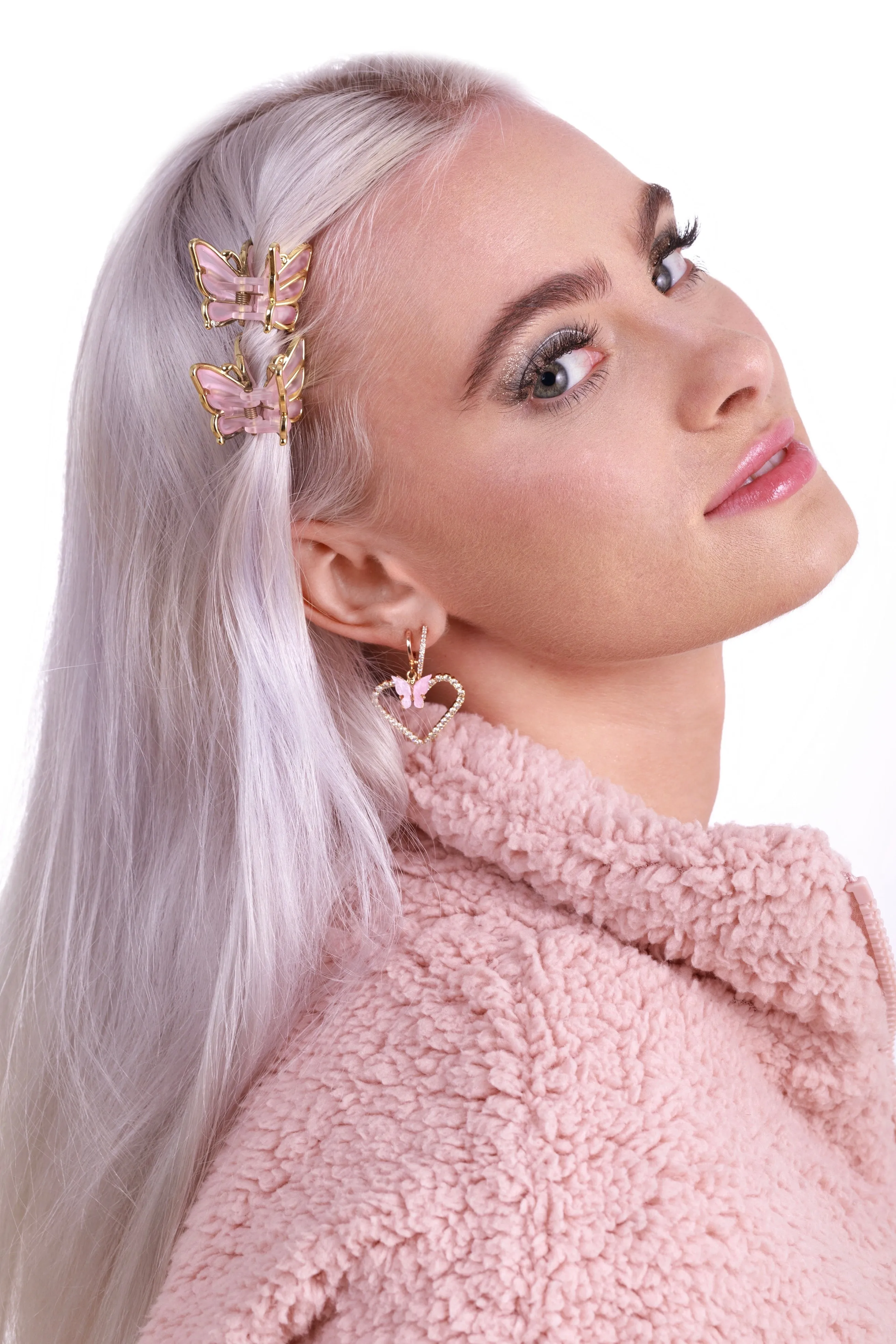 Blush Butterfly Huggie Earrings