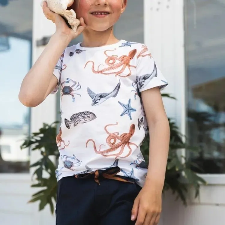 Boys T-shirt White Sea Animals | Koko-Noko