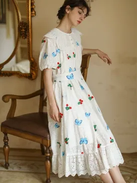 Butterfly Floral A-Line Midi Dress