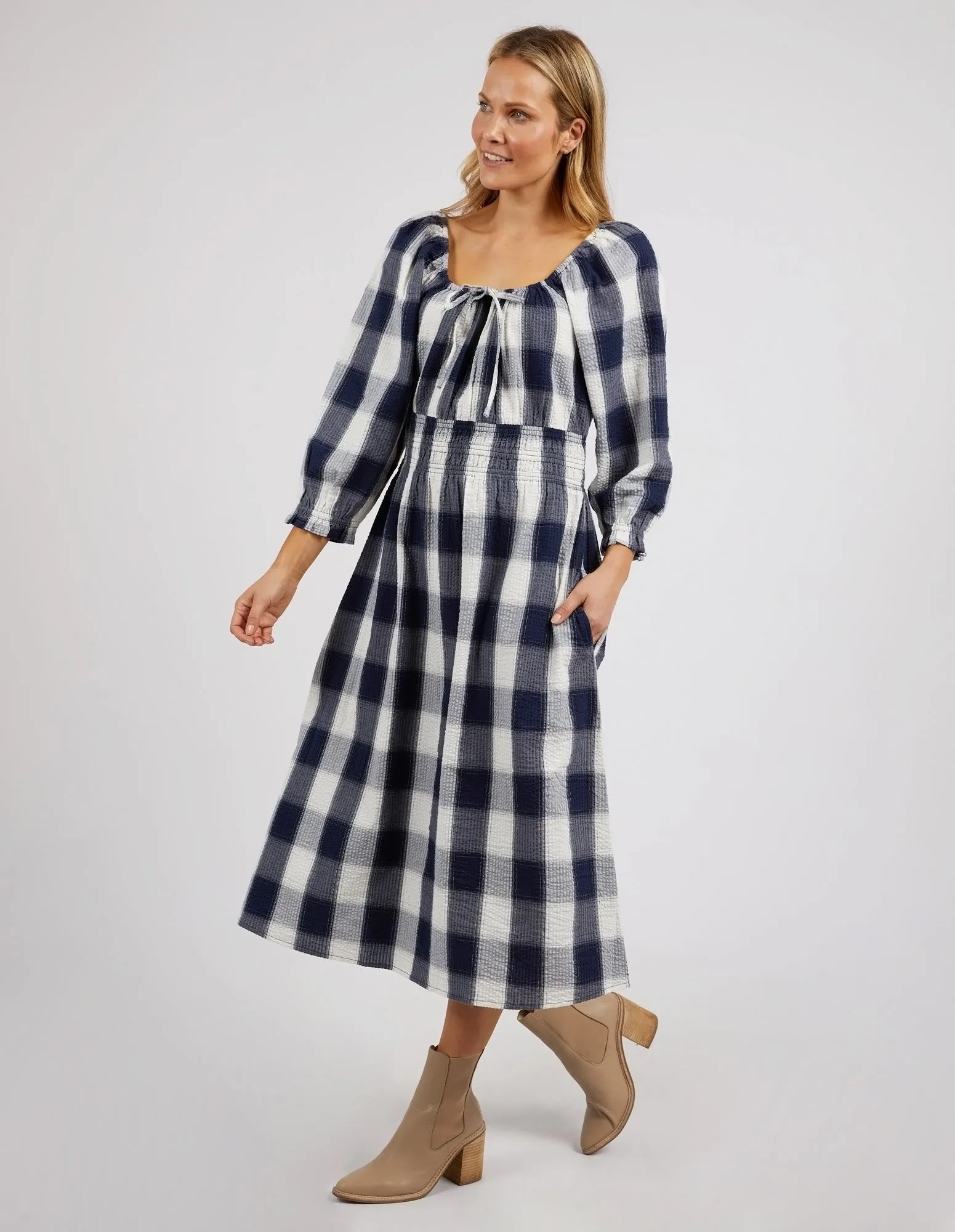 Cedar Navy Check Dress