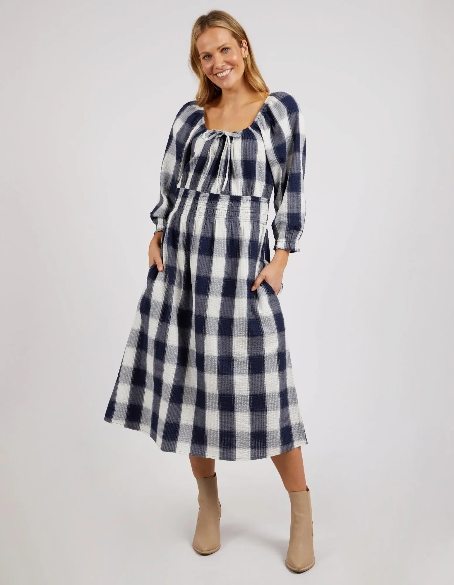 Cedar Navy Check Dress