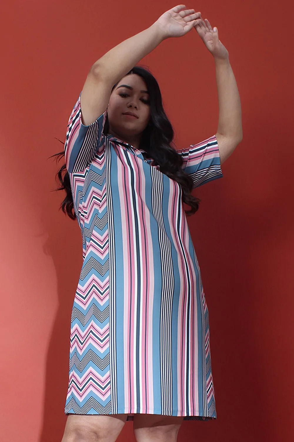 Chevron Goes Retro Polo Dress