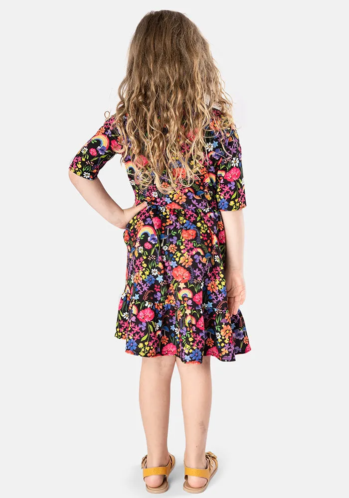 Children's Garden Rainbow Print Dress (Farrah)