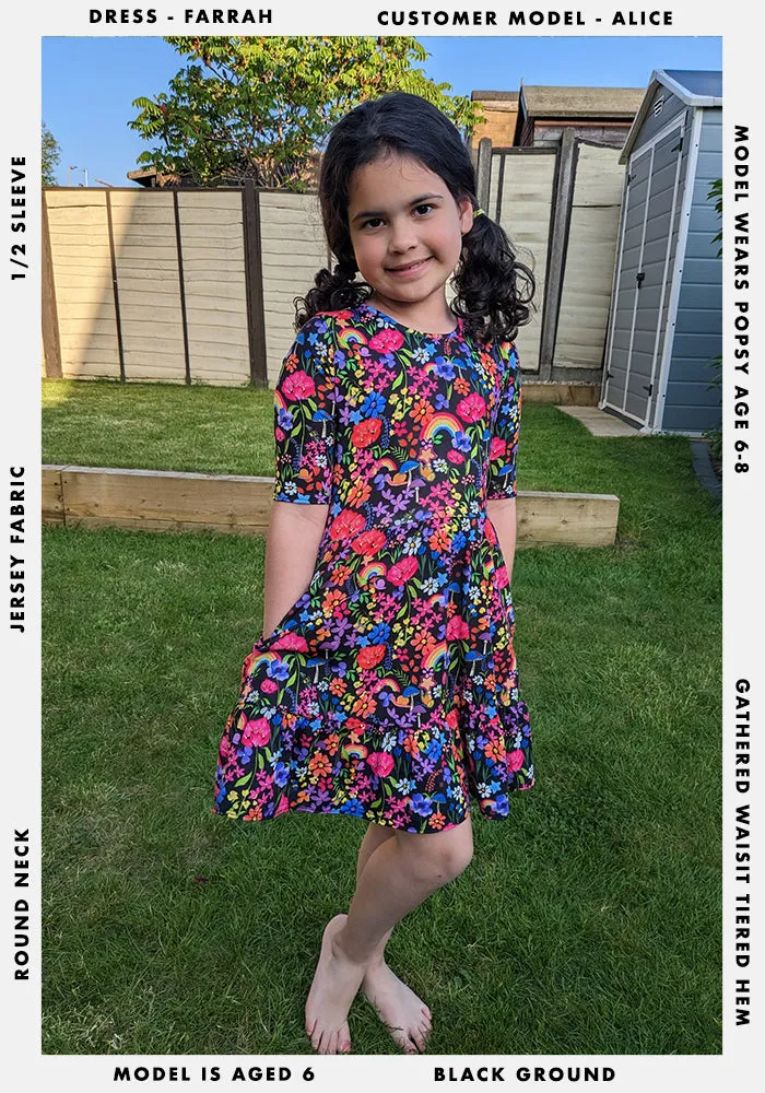 Children's Garden Rainbow Print Dress (Farrah)