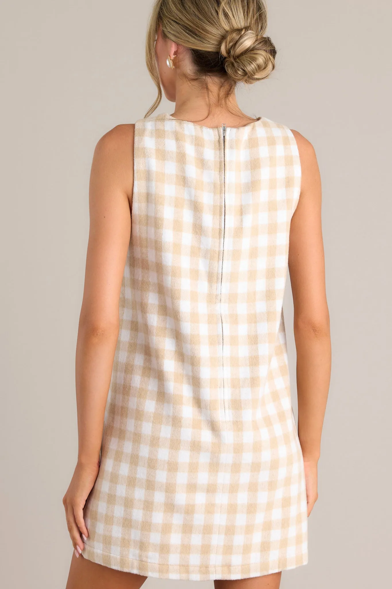 Choosing Joy Beige Plaid Dress