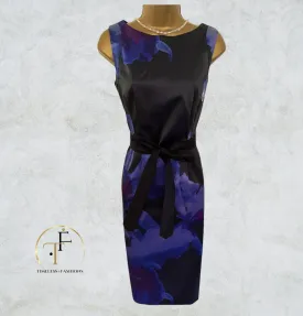 Coast Black & Blue Floral Satin Sleeveless Dress UK 10 US 6 EU 38