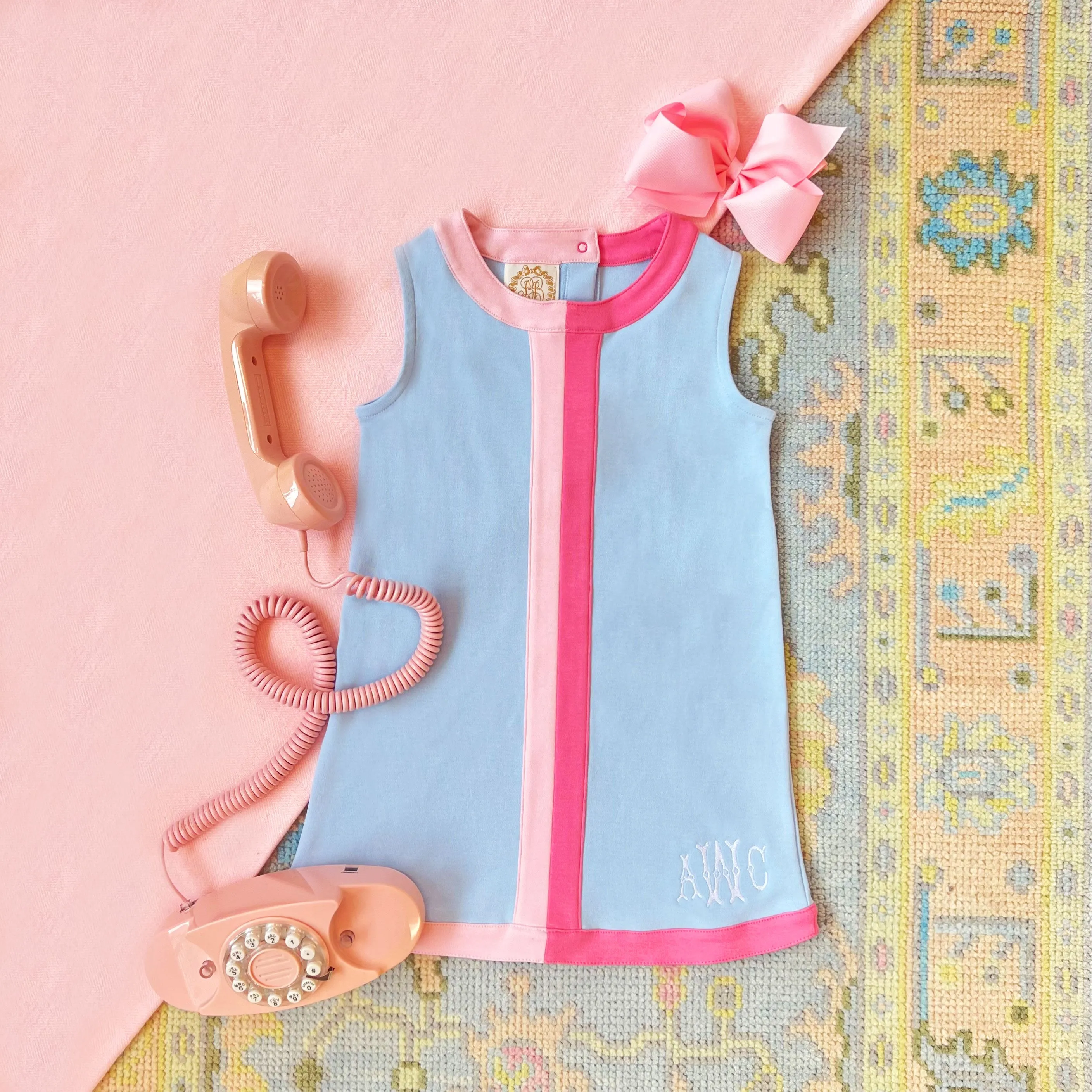 Daisy Dress - Beale Street Blue with Palm Beach Pink & Hamptons Hot Pink Stripe