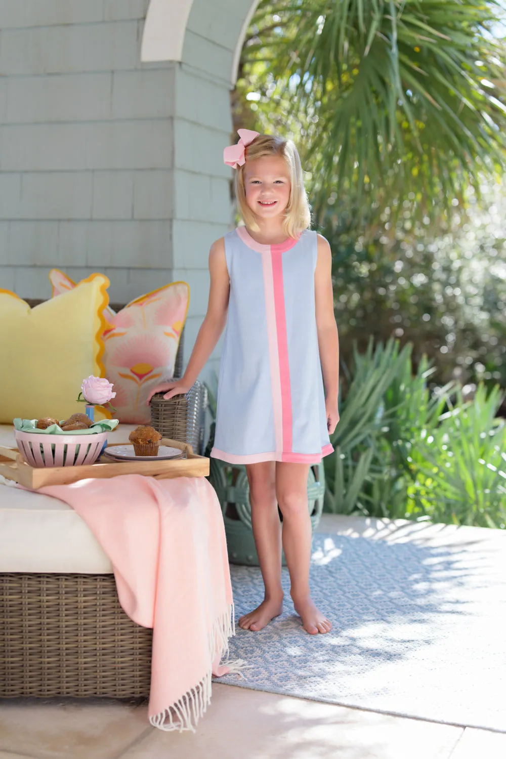 Daisy Dress - Beale Street Blue with Palm Beach Pink & Hamptons Hot Pink Stripe