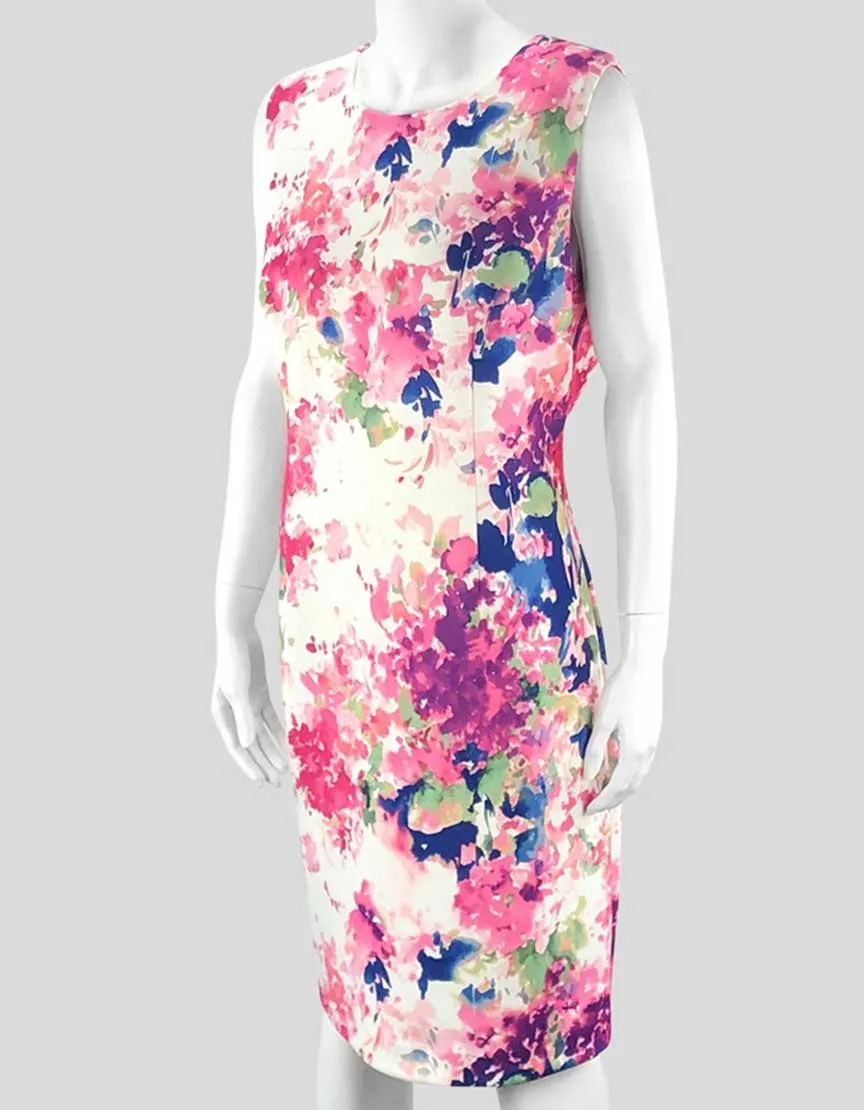 Dkny Flower Sheath Dress Sleeveless Women 16 US