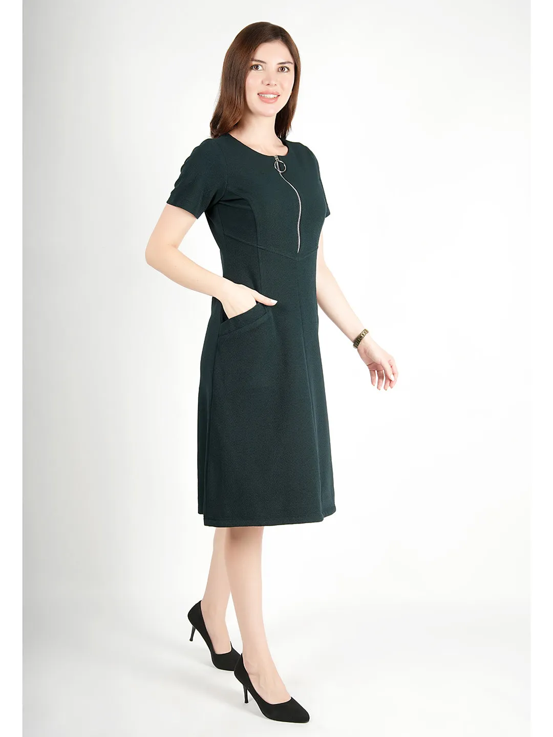 Exude Celebration A-line Zip Dress With Pockets