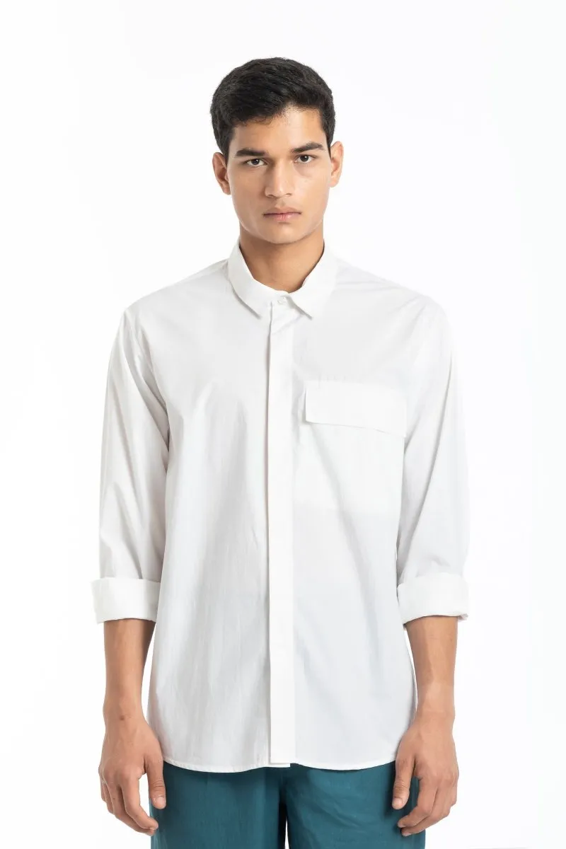 Flap Pocket Shirt- White