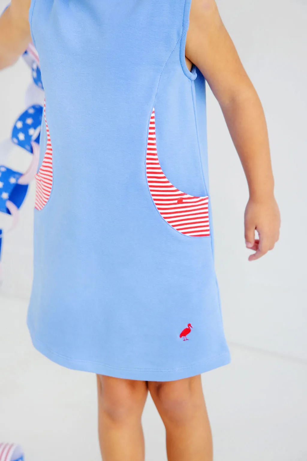 Gladys Day Dress - Barbados Blue with Richmond Red & Worth Avenue White Stripe