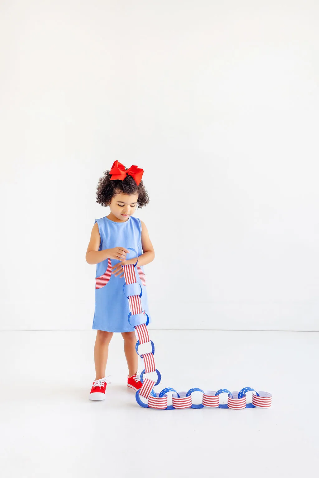 Gladys Day Dress - Barbados Blue with Richmond Red & Worth Avenue White Stripe