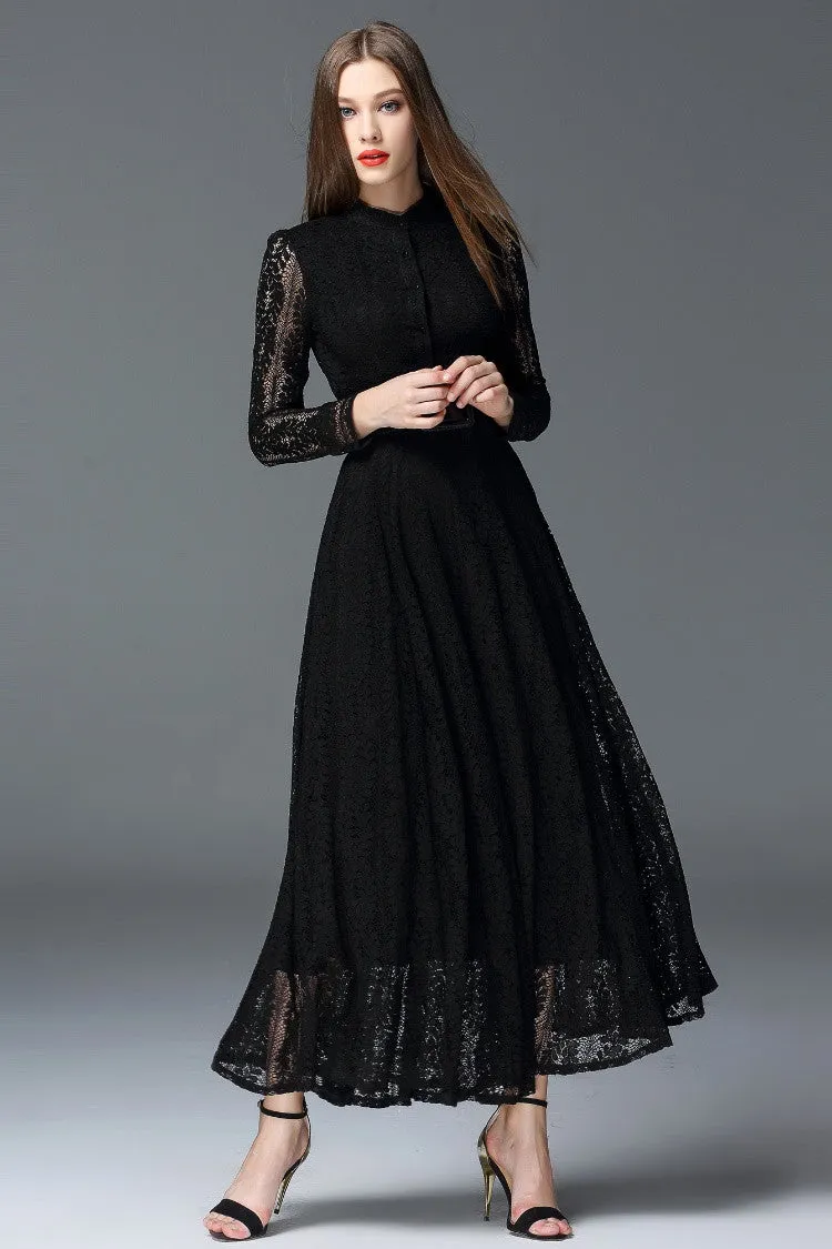 Lace A-Line Maxi Dress