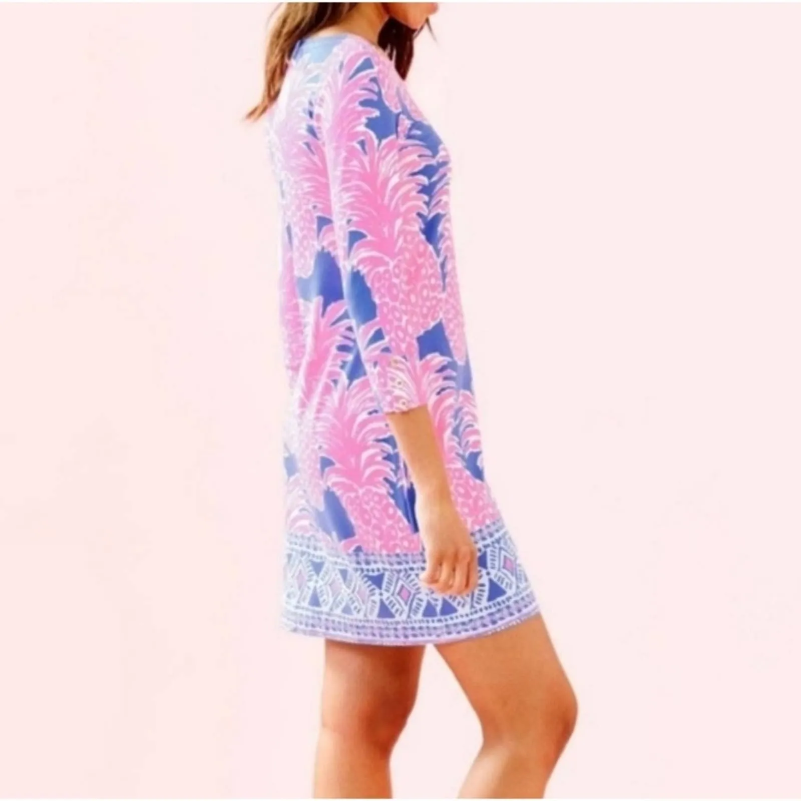 Lilly Pulitzer UPF Sophia Dress Blue Heaven Little Flamenco Small