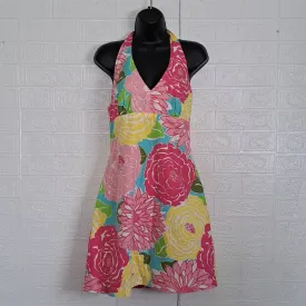 Lilly Pulitzer Vintage Halter Dress Bold Floral Y2K